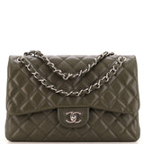 CHANEL Vintage Classic Double Flap Bag Quilted Caviar Jumbo