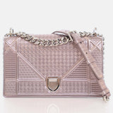 Pink Metallic Leather Small Diorama Shoulder Bag