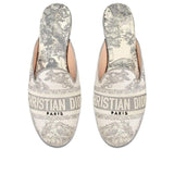 Dior-Dior Toile de Jouy Motif Flat Mules in Grey Stone - Runway Catalog