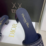 Dior Women’s Shoes Dway Heeled Slide Metallic Thread Strass