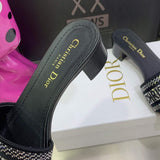 Dior Women’s Shoes Dway Heeled Slide Metallic Thread Strass