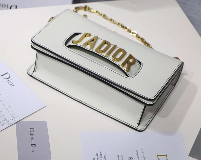 Dior White J'Adior Calfskin Flap Bag