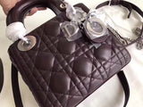 Dior Bordeaux Lambskin Mini Lady Dior Bag With Chain