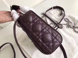 Dior Bordeaux Lambskin Mini Lady Dior Bag With Chain