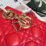 Dior Lady Dior Mini Chain Bag In Red Lambskin