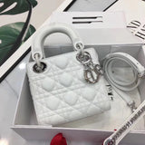 Dior Lady Dior Mini Chain Bag In White Lambskin