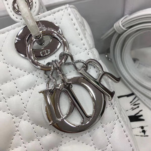 Dior Lady Dior Mini Chain Bag In White Lambskin