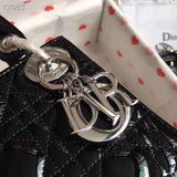 Dior Black Patent Mini Lady Dior Bag With Chain