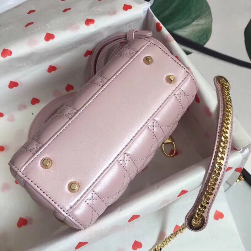 Dior Lotus Pearly Lambskin Mini Lady Dior Bag With Chain