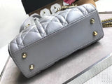 Dior Grey Pearly Lambskin Mini Lady Dior Bag With Chain