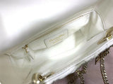 Dior Lady Dior Mini Chain Bag In White Wavy Crinkled Lambskin