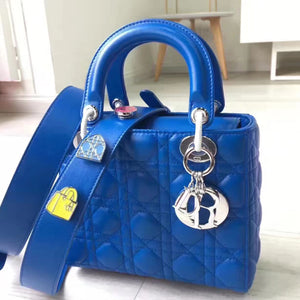 Dior My Lady Dior Bag In Blue Lambskin