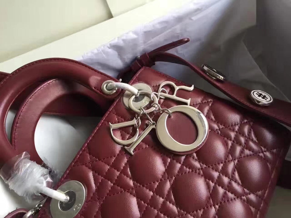 Dior My Lady Dior Bag In Bordeaux Lambskin