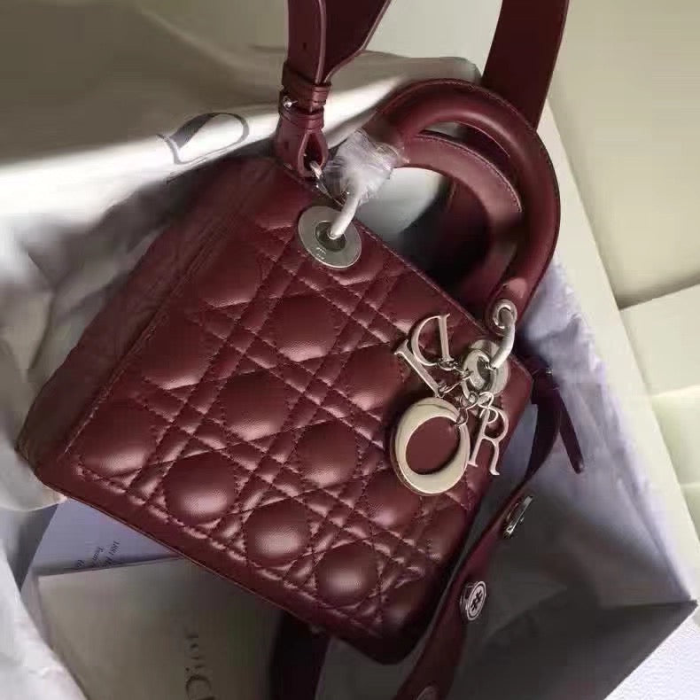 Dior My Lady Dior Bag In Bordeaux Lambskin