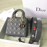 Dior My Lady Dior Bag In Grey Lambskin