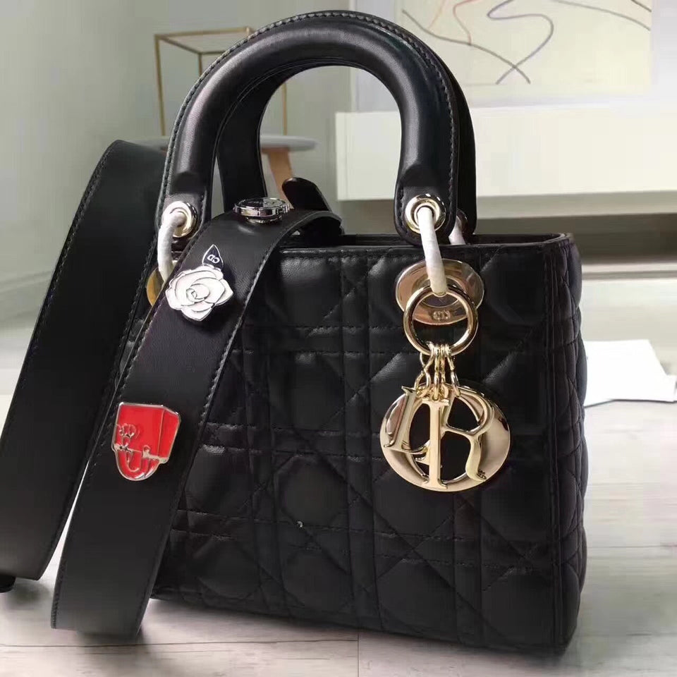 Dior My Lady Dior Bag In Black Lambskin