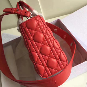 Dior My Lady Dior Bag In Red Lambskin