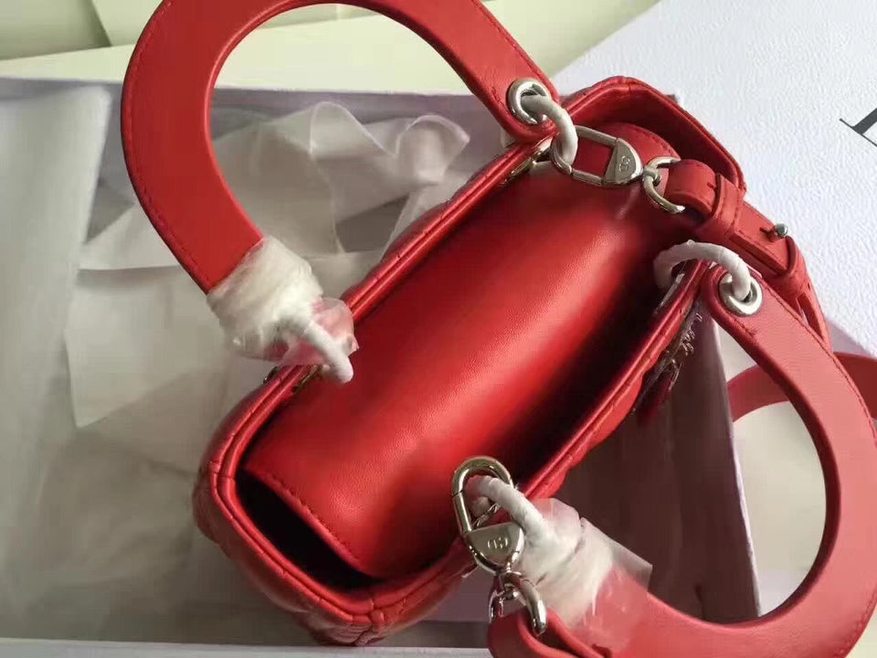 Dior My Lady Dior Bag In Red Lambskin