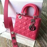 Dior My Lady Dior Bag In Rose Red Lambskin