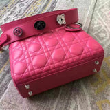 Dior My Lady Dior Bag In Rose Red Lambskin