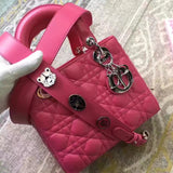 Dior My Lady Dior Bag In Rose Red Lambskin