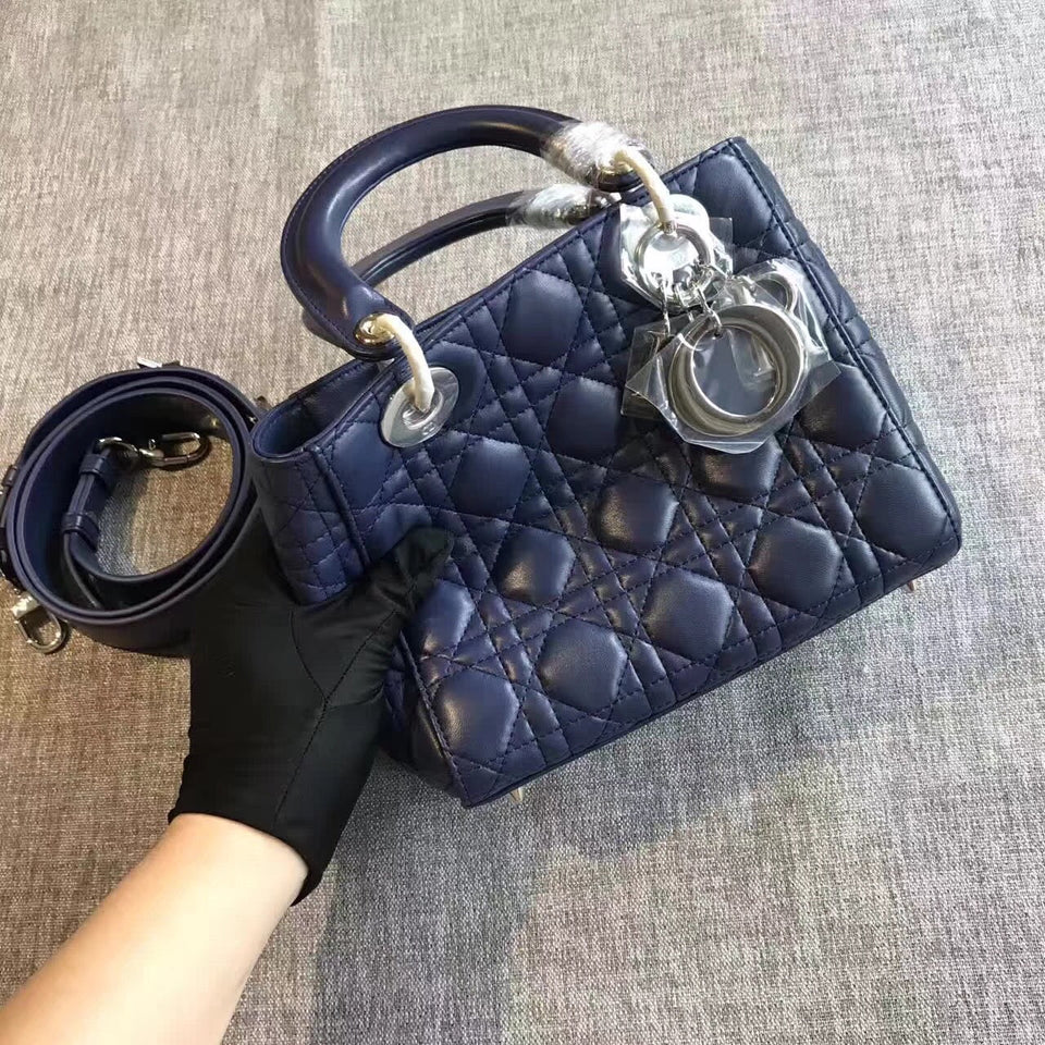 Dior My Lady Dior Bag In Sapphire Lambskin