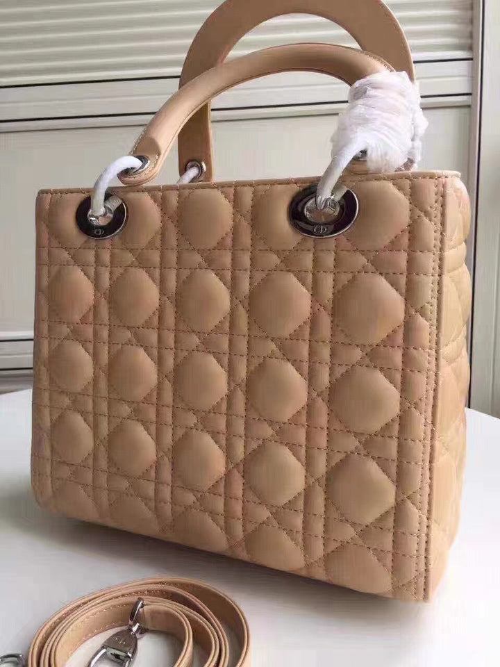 Dior Medium Lady Dior Bag In Apricot Lambskin