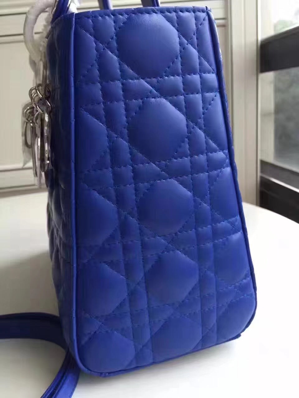 Dior Medium Lady Dior Bag In Blue Lambskin