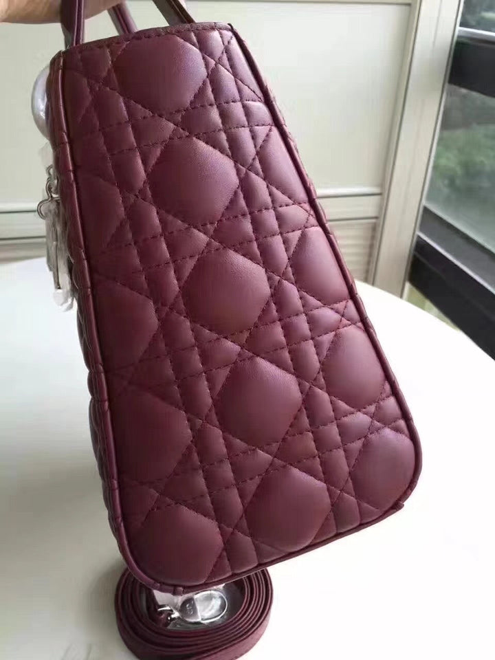 Dior Medium Lady Dior Bag In Bordeaux Lambskin