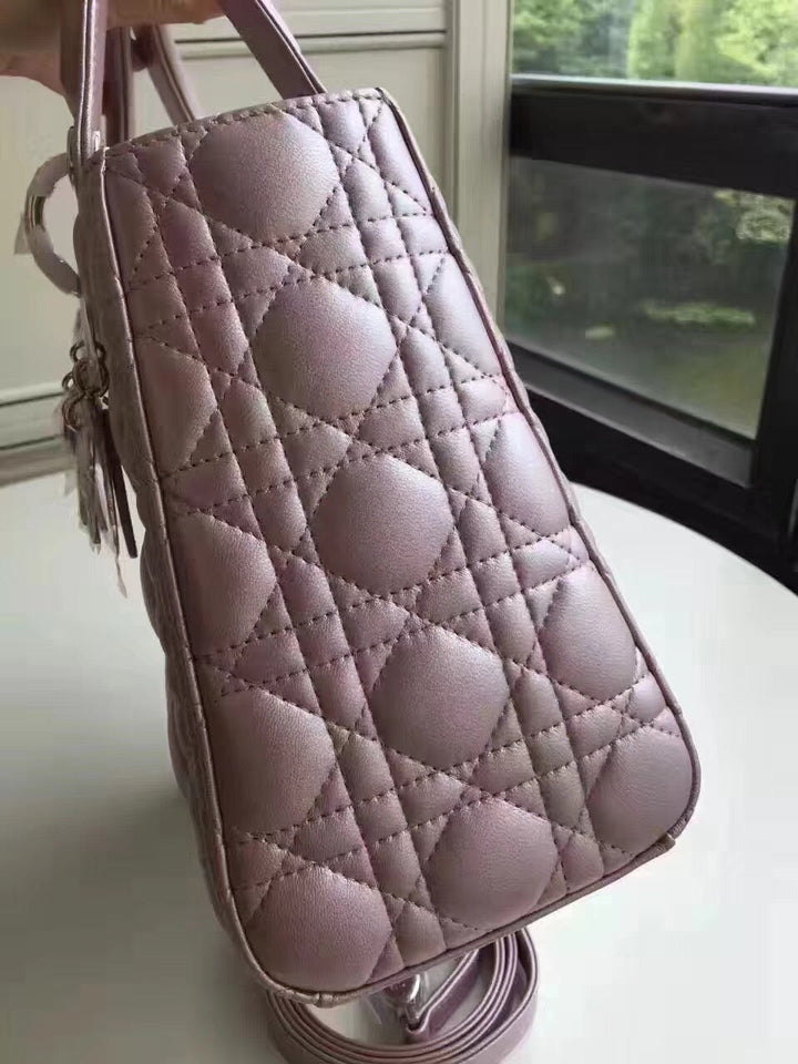 Dior Medium Lady Dior Bag In Champagne Lambskin