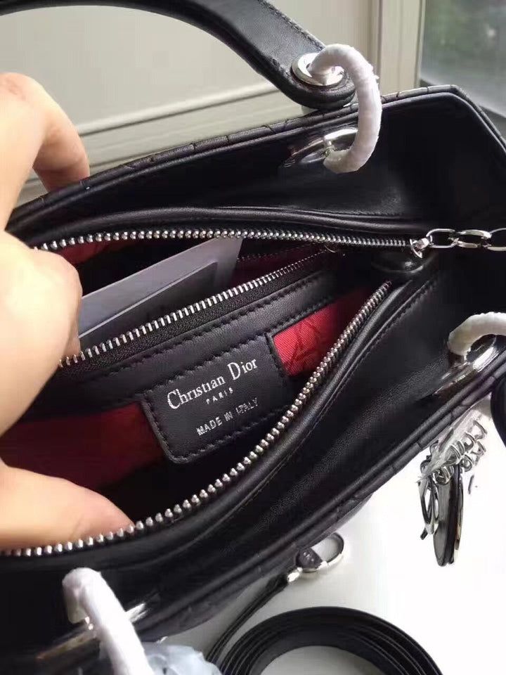 Dior Medium Lady Dior Bag In Black Lambskin