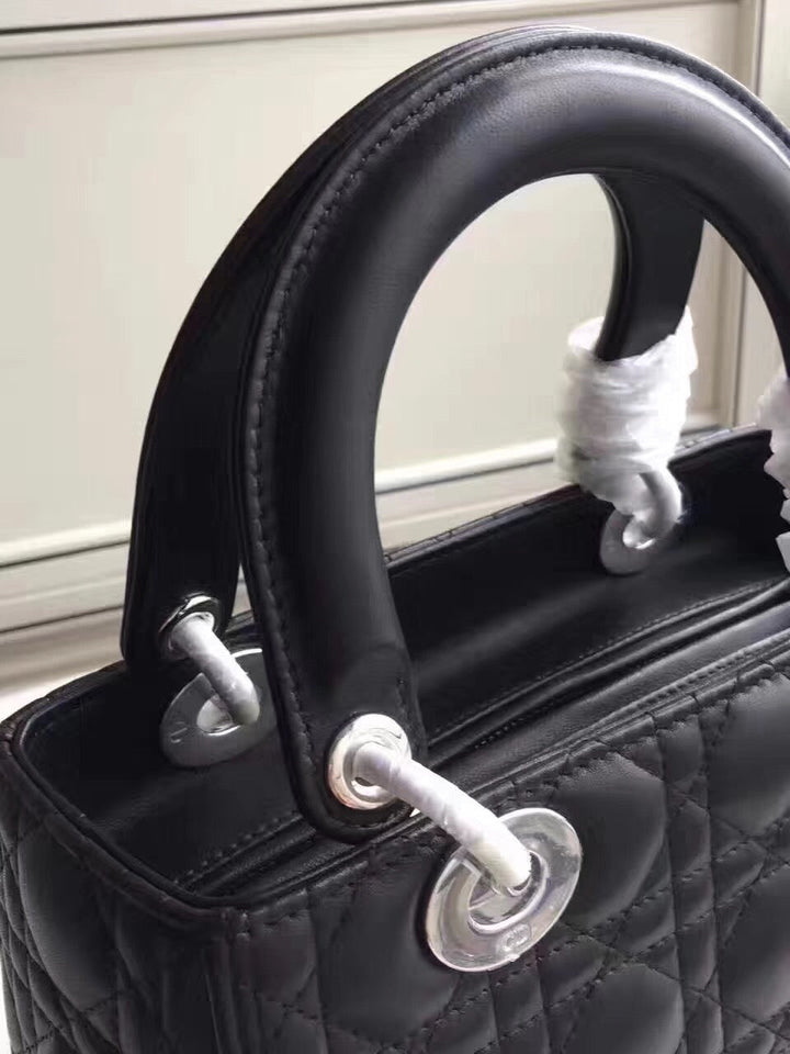 Dior Medium Lady Dior Bag In Black Lambskin