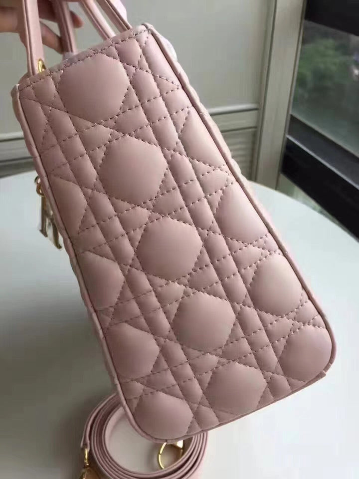 Dior Medium Lady Dior Bag In Pink Lambskin