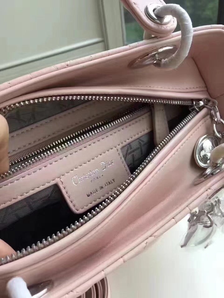 Dior Medium Lady Dior Bag In Pink Lambskin