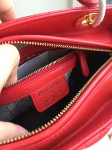 Dior Medium Lady Dior Bag In Red Lambskin