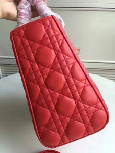 Dior Medium Lady Dior Bag In Red Lambskin