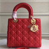 Dior Medium Lady Dior Bag In Red Lambskin