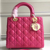 Dior Medium Lady Dior Bag In Rose Red Lambskin