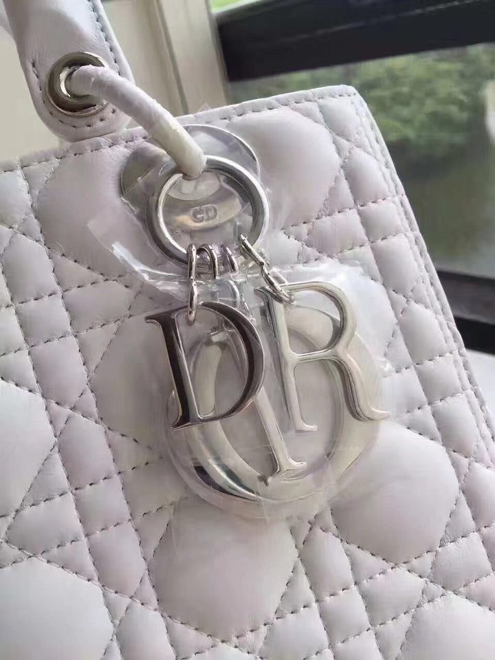 Dior Medium Lady Dior Bag In White Lambskin