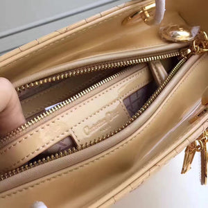 Dior Medium Lady Dior Bag In Apricot Patent Leather