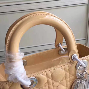 Dior Medium Lady Dior Bag In Apricot Patent Leather