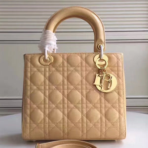 Dior Medium Lady Dior Bag In Apricot Patent Leather