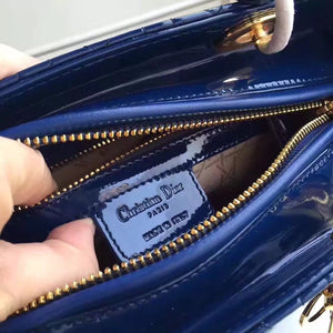 Dior Medium Lady Dior Bag In Blue Patent Leather