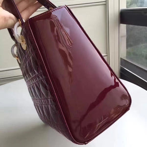 Dior Medium Lady Dior Bag In Bordeaux Patent Leather