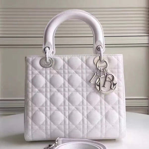 Dior Medium Lady Dior Bag In White Patent Leather