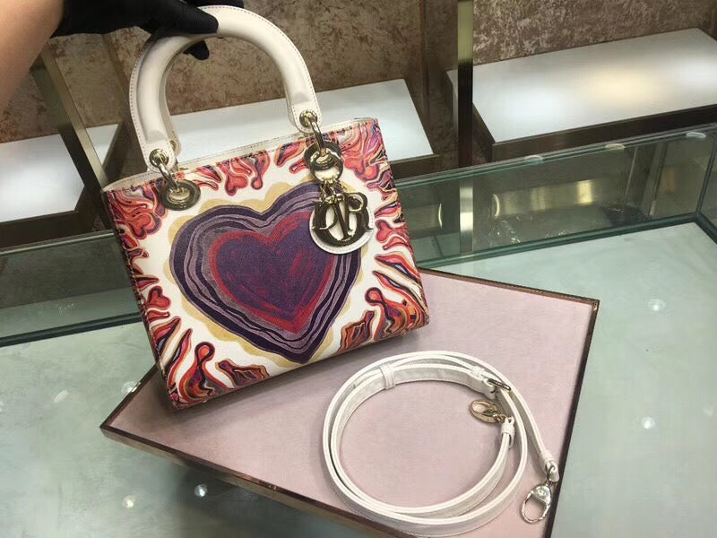 Dior Medium Lady Dior Bag Printed With Heart