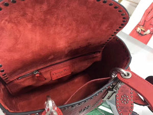 Dior Medium Lady Dior Bag In Red Studded Calfskin