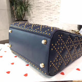 Dior Medium Supple Lady Dior Bag In Navy Studded Calfskin