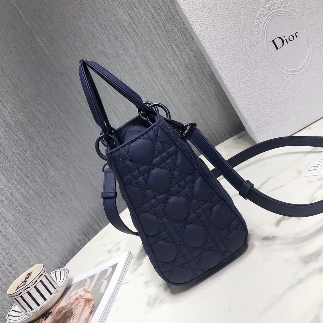 Dior Medium Lady Dior Bag In Indigo Blue Ultra Matte Calfskin