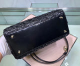 Dior Lady Dior Medium Bag In Black Wavy Crinkled Lambskin